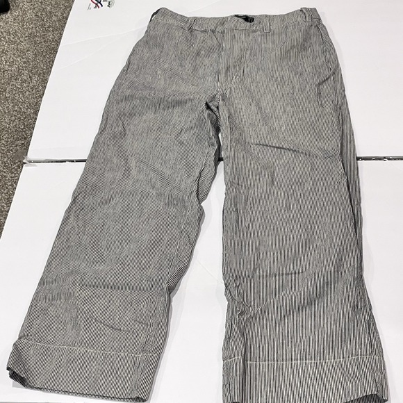 Abercrombie & Fitch Pants - Abercrombie & Fitch Women Pants Size 4 Cropped High Rise Wide Leg Linen Stripe
